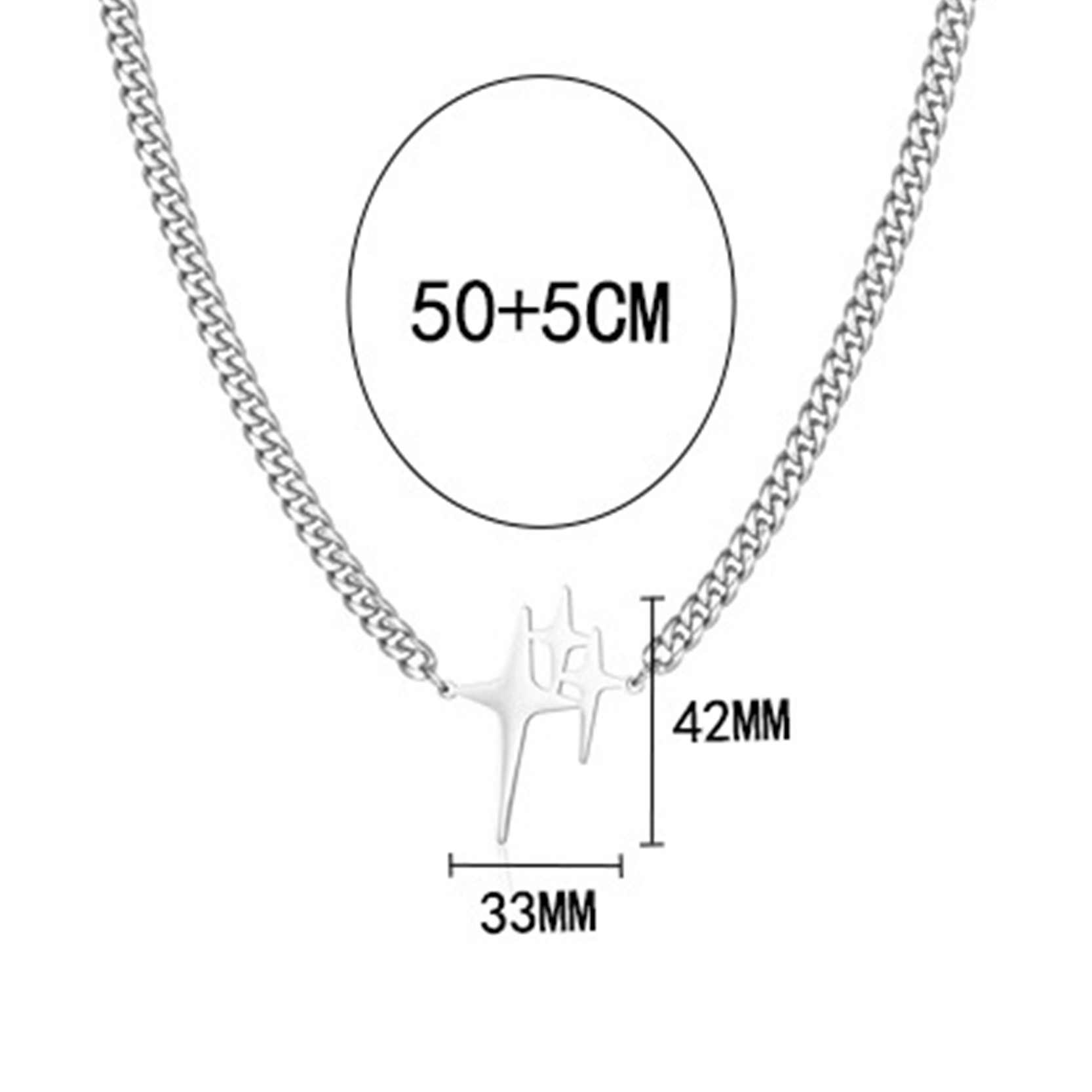 链长50cmx尾链5cmx吊坠长度42mmx吊坠宽度33mm